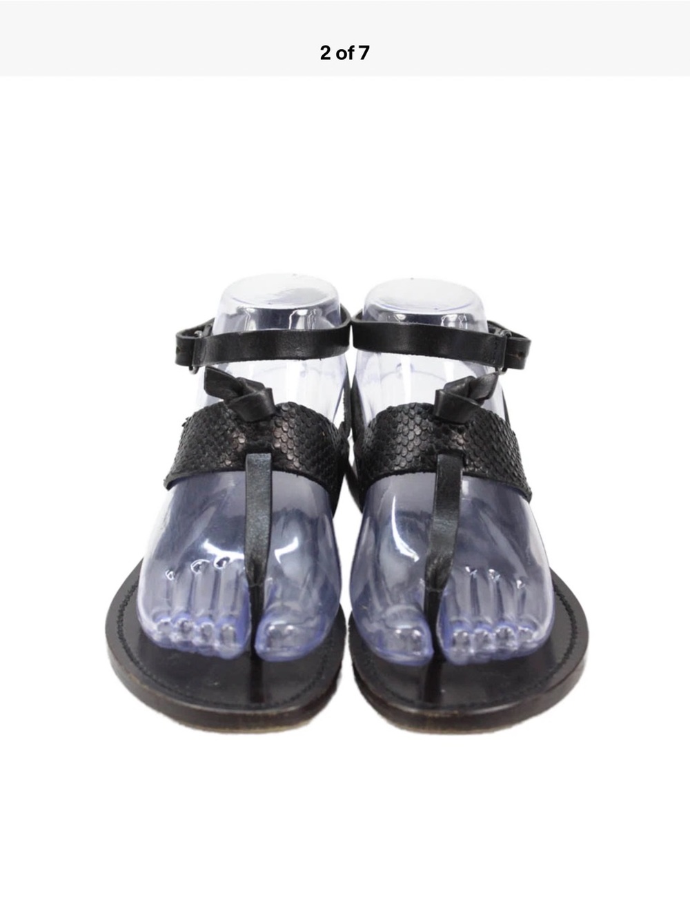 rag & bone Black Textured Leather T-Strap Sandals